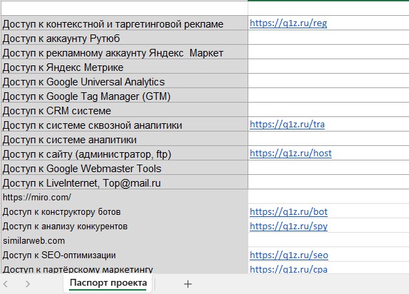 Паспорт проекта